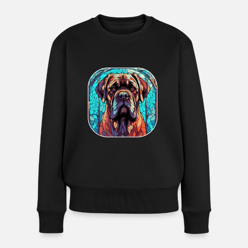 Bunte englische Mastiff Hunderasse Aquarell Glas - Frauen Premium Bio Pullover - Schwarz