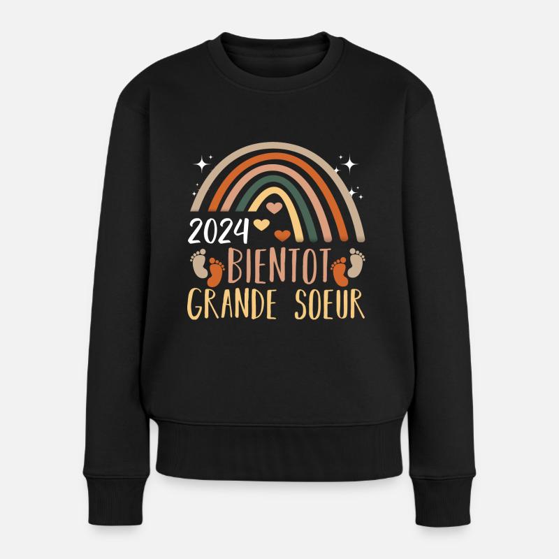 Future grande soeur 2024 bientôt grande soeur - Pull Premium bio Femme - noir
