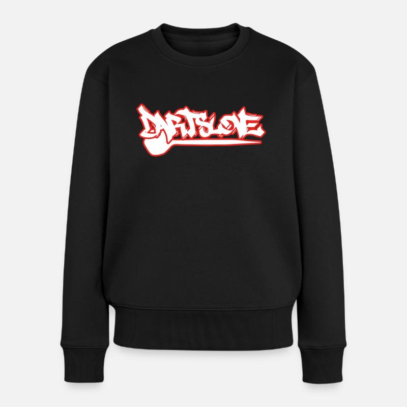 Dartslove_red - Frauen Premium Bio Pullover - Schwarz