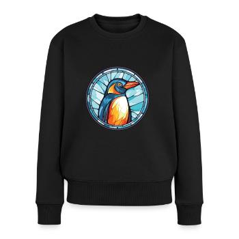Pinguin Bunte Aquarell-Tierillustration - Frauen Premium Bio Pullover - Schwarz - Vorne - Julia (174cm)