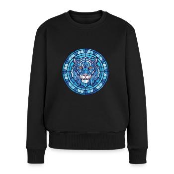 Bleu Tigre Aquatique Aquarelle Coloré Animal Pet - Pull Premium bio Femme - noir - Devant - Julia (174cm)
