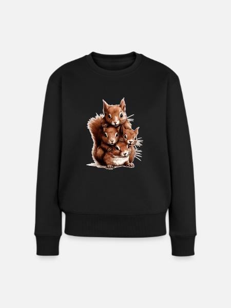 Eichhörnchen - Frauen Premium Bio Pullover - Schwarz