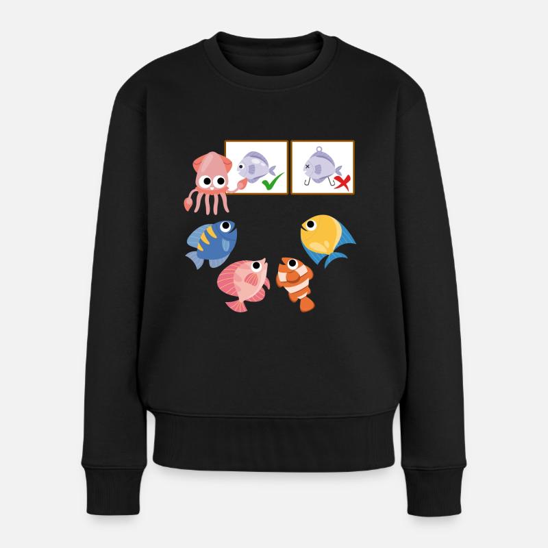 Angelschein Köder Prüfung Fische in der Schule - Frauen Premium Bio Pullover - Schwarz