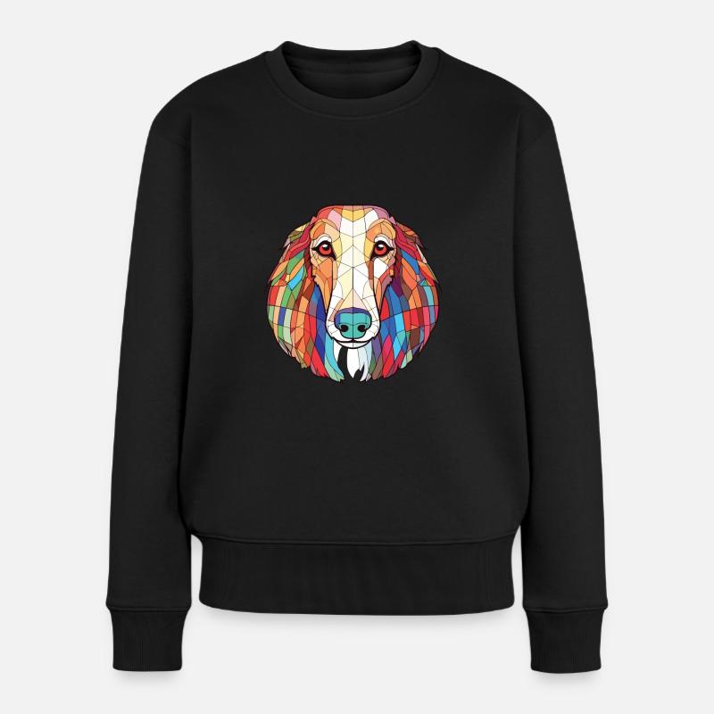 Barzoï chien race coloré aquarelle Illustration - Pull Premium bio Femme - noir