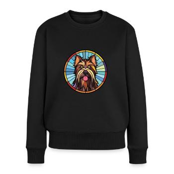 Skye Terrier chien race aquarelle Illustration - Pull Premium bio Femme - noir - Devant - Julia (174cm)