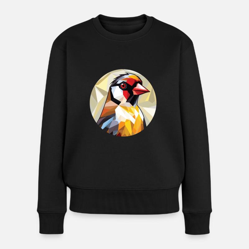 Stieglitz Bunte Aquarell Tier Illustration - Frauen Premium Bio Pullover - Schwarz