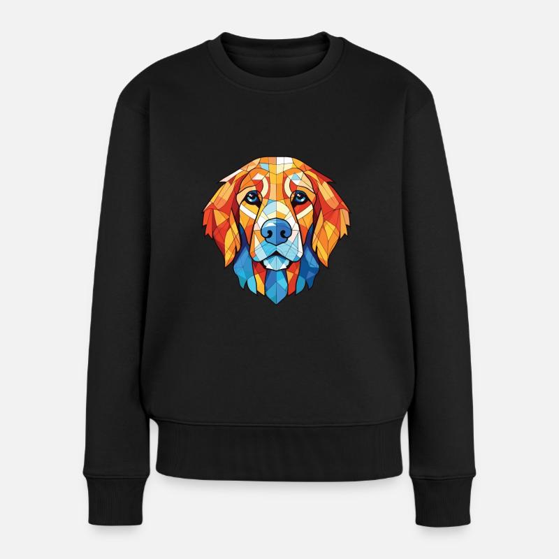 Golden Retriever Aquarelle Colorée Animal de compagnie - Pull Premium bio Femme - noir