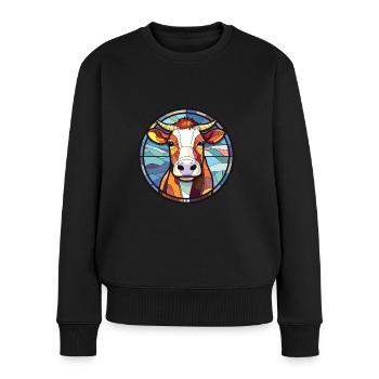 Vache Coloré Aquarelle Animal Animal Illustration - Pull Premium bio Femme - noir - Devant - Julia (174cm)