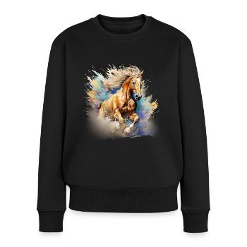 Cheval, quarter horse, palomino - Pull Premium bio Femme - noir - Devant - Julia (174cm)
