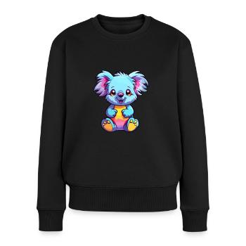 Koala Buntes Aquarell Cartoon Kawaii Tier - Frauen Premium Bio Pullover - Schwarz - Vorne - Julia (174cm)