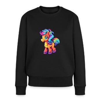 Ponny Aquarelle Colorée Dessin Animé Kawaii Animal - Pull Premium bio Femme - noir - Devant - Julia (174cm)