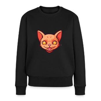 Rote Devon Rex Katze Cartoon Aquarell Illustration - Frauen Premium Bio Pullover - Schwarz - Vorne - Julia (174cm)