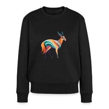 Antilope Aquarelle Colorée Dessin Animé Kawaii Animal - Pull Premium bio Femme - noir - Devant - Julia (174cm)