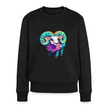 Ram Niedliche Karikatur Kawaii Aquarell Tier Haustier - Frauen Premium Bio Pullover - Schwarz - Vorne - Julia (174cm)