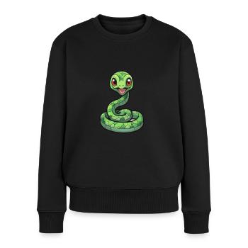 Serpent Mignon Dessin Animé Kawaii Aquarelle Animal De Compagnie - Pull Premium bio Femme - noir - Devant - Julia (174cm)