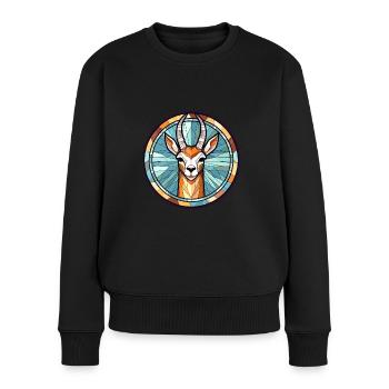 Antilope vitrail coloré dessin animé Kawaii Ani - Pull Premium bio Femme - noir - Devant - Julia (174cm)