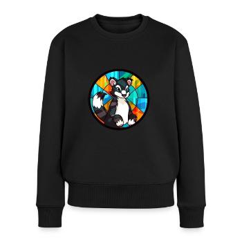 Stinktierglas bunte Karikatur Kawaii Tier - Frauen Premium Bio Pullover - Schwarz - Vorne - Julia (174cm)