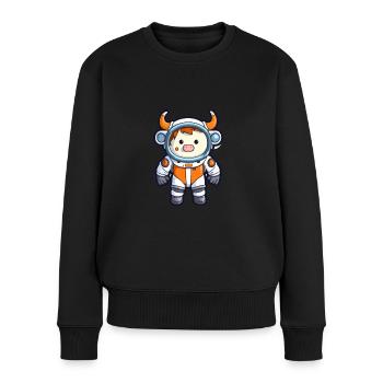 Astronaute Drôle Vache Kawaii Dessin Animé Animal De Compagnie - Pull Premium bio Femme - noir - Devant - Julia (174cm)