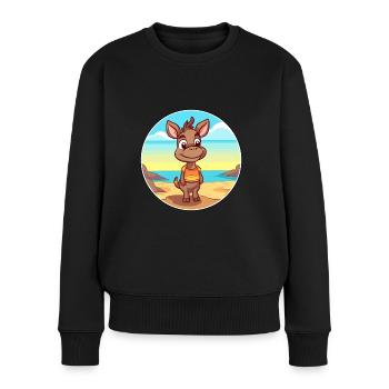 Bongo Aquarell Cartoon Kawaii Clipart Tier - Frauen Premium Bio Pullover - Schwarz - Vorne - Julia (174cm)