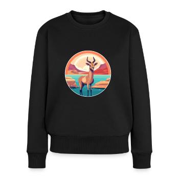 Antilope aquarelle dessin animé Kawaii Clipart Animal - Pull Premium bio Femme - noir - Devant - Julia (174cm)