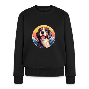 Stichelhaar race de chien dessin animé Kawaii aquarelle - Pull Premium bio Femme - noir - Devant - Julia (174cm)