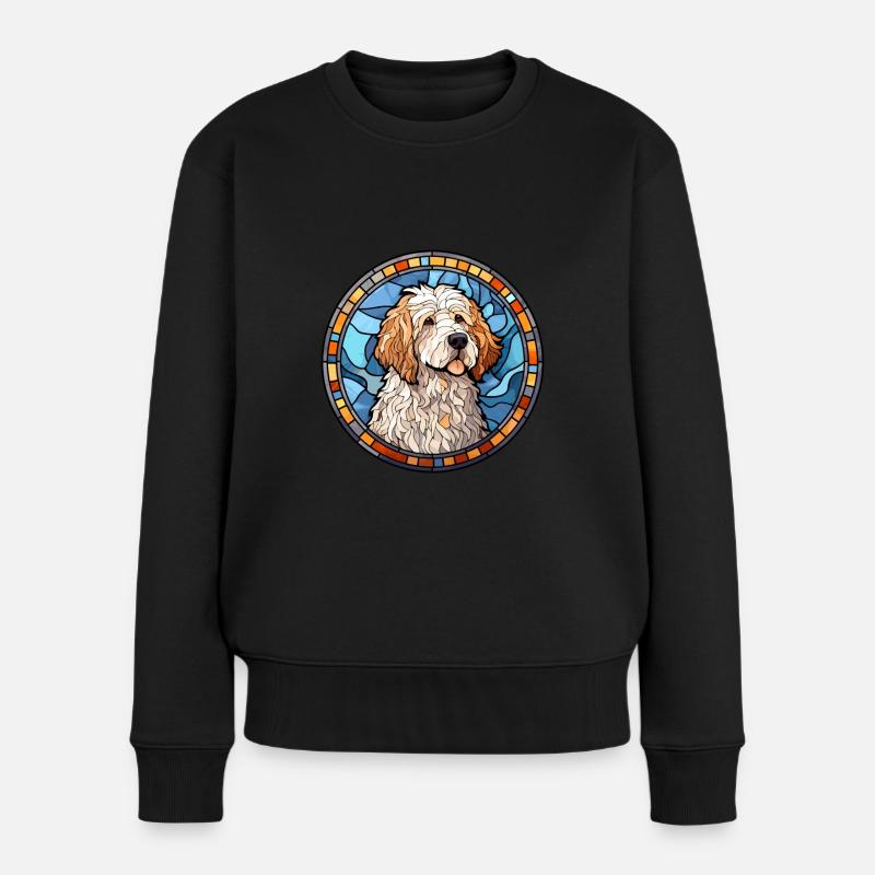 Deutsche Sheeppoodle Hunderasse Buntglas Colorfu - Frauen Premium Bio Pullover - Schwarz