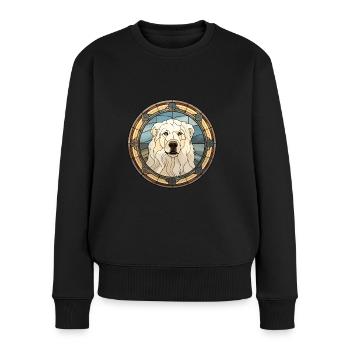 Große Pyrenäen-Hunderasse Buntes Glas Buntes Wa - Frauen Premium Bio Pullover - Schwarz - Vorne - Julia (174cm)