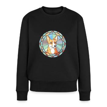Norwegische Lundehund Hunderasse Buntglas Farbe - Frauen Premium Bio Pullover - Schwarz - Vorne - Julia (174cm)