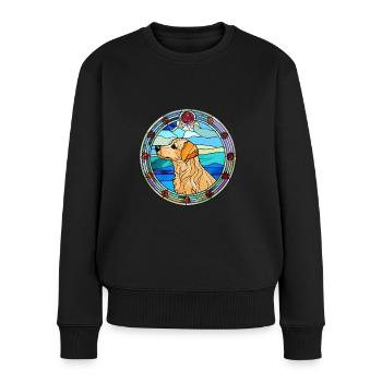 Neuseeland Heading Hund Rasse Buntglas Colorf - Frauen Premium Bio Pullover - Schwarz - Vorne - Julia (174cm)