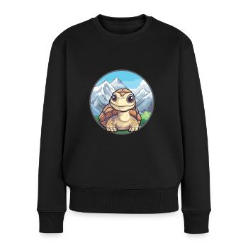 Schildkröte Aquarell Karikatur Kawaii Haustier Tier Farbe - Frauen Premium Bio Pullover - Schwarz - Vorne - Julia (174cm)