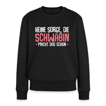 Schwabe Schwäbischer Dialekt Schwäbin - Frauen Premium Bio Pullover - Schwarz - Vorne - Julia (174cm)