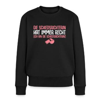 Referee Fußball Schiri Pfeife Schiedsrichterin - Frauen Premium Bio Pullover - Schwarz - Vorne - Julia (174cm)