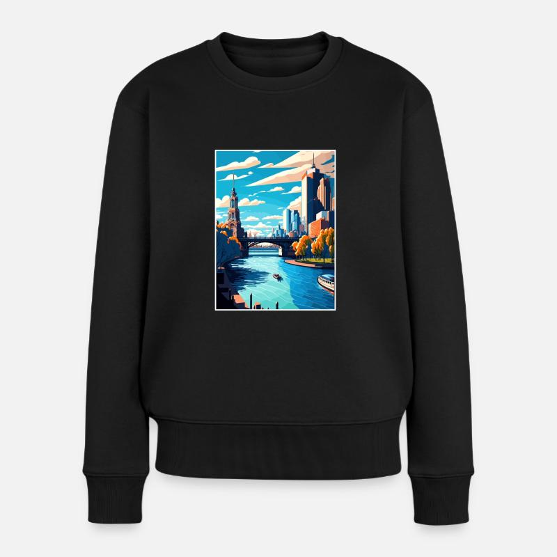 Melbourne Australien Vintage Reiseposter Souvenir - Frauen Premium Bio Pullover - Schwarz