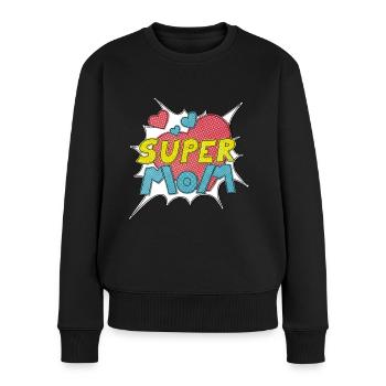 Muttertag supermom Super Mom beste Mutter Comic - Frauen Premium Bio Pullover - Schwarz - Vorne - Julia (174cm)