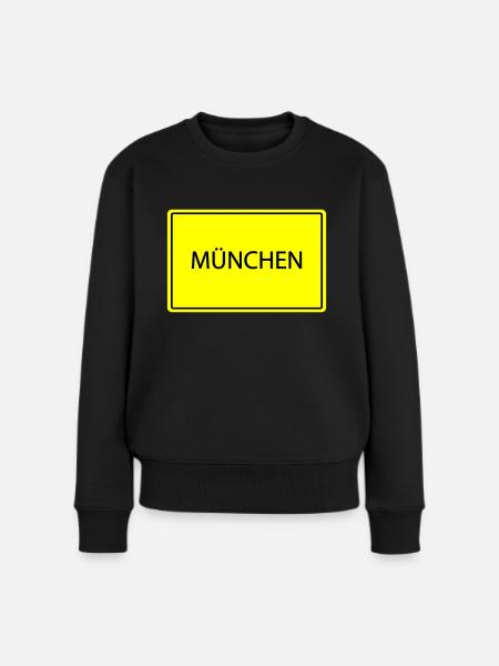ortsschild münchen - Frauen Premium Bio Pullover - Schwarz