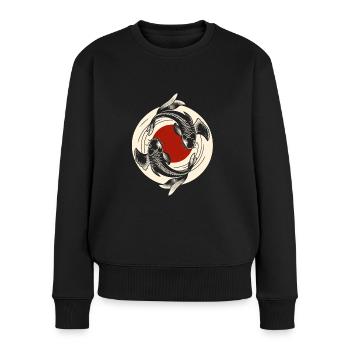 Japanese Koi Fish Yin Yang Design - Women's Premium Organic Jumper - black - Front - Julia (174cm)