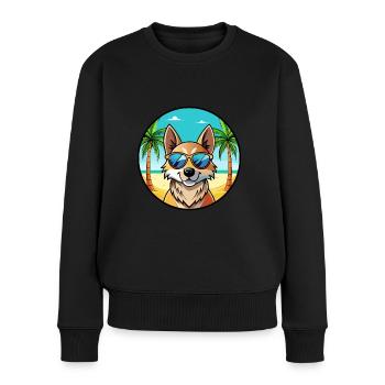 Slovensky Kopov Hunderasse Cartoon Sonnenbrille Strand - Frauen Premium Bio Pullover - Schwarz - Vorne - Julia (174cm)
