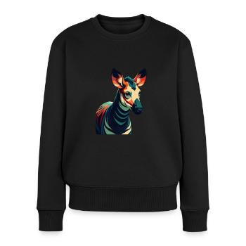 Okapi Zeichentrickfigur Buntes Haustier Tier - Frauen Premium Bio Pullover - Schwarz - Vorne - Julia (174cm)