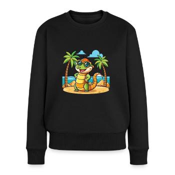 Anaconda Lustige Cartoon Sommer Strand Sonnenbrille - Frauen Premium Bio Pullover - Schwarz - Vorne - Julia (174cm)