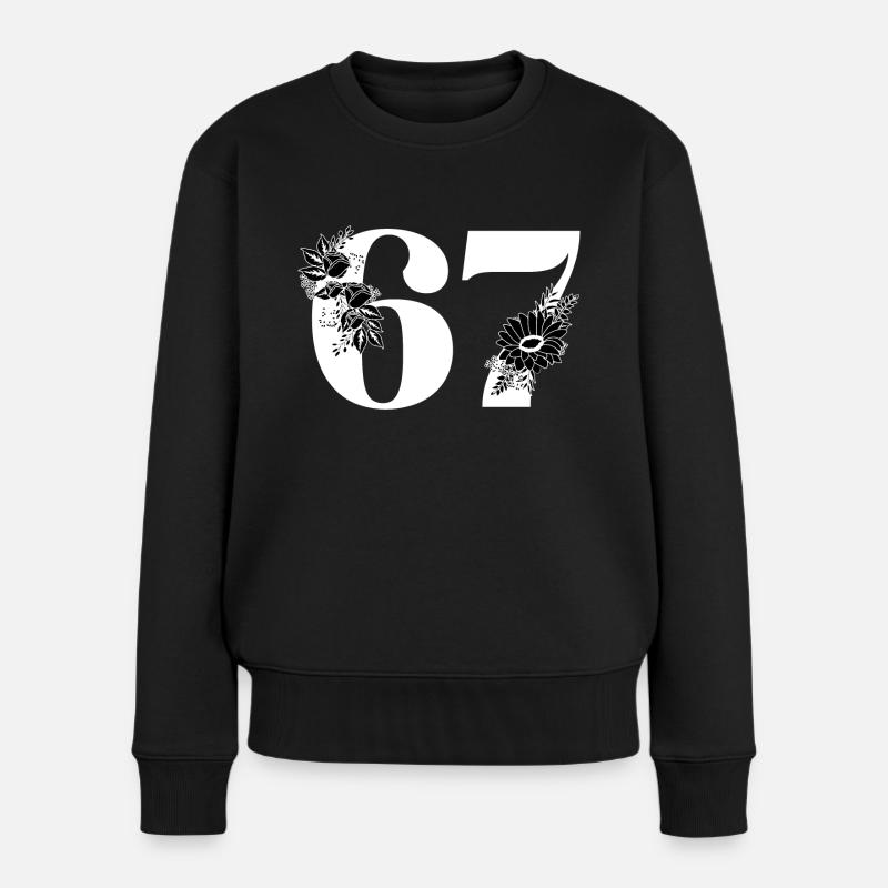 Nummer 67 Schwarze Blumen - 67. Blumengeburtstag - Frauen Premium Bio Pullover - Schwarz