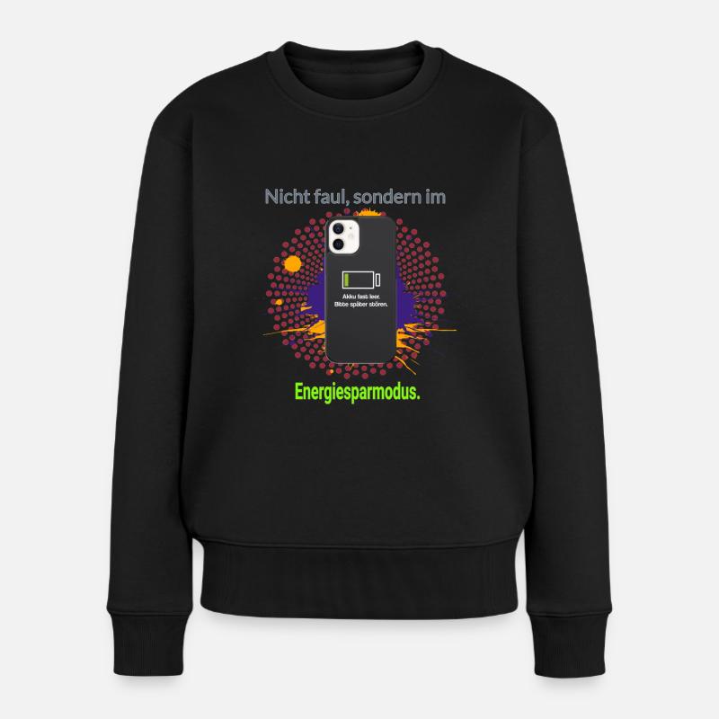 Energiesparmodus - Frauen Premium Bio Pullover - Schwarz