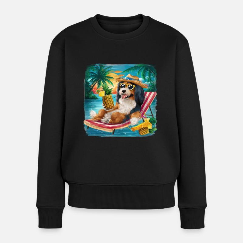 Havanese Hund am Strand ideal für den Sommer - Frauen Premium Bio Pullover - Schwarz