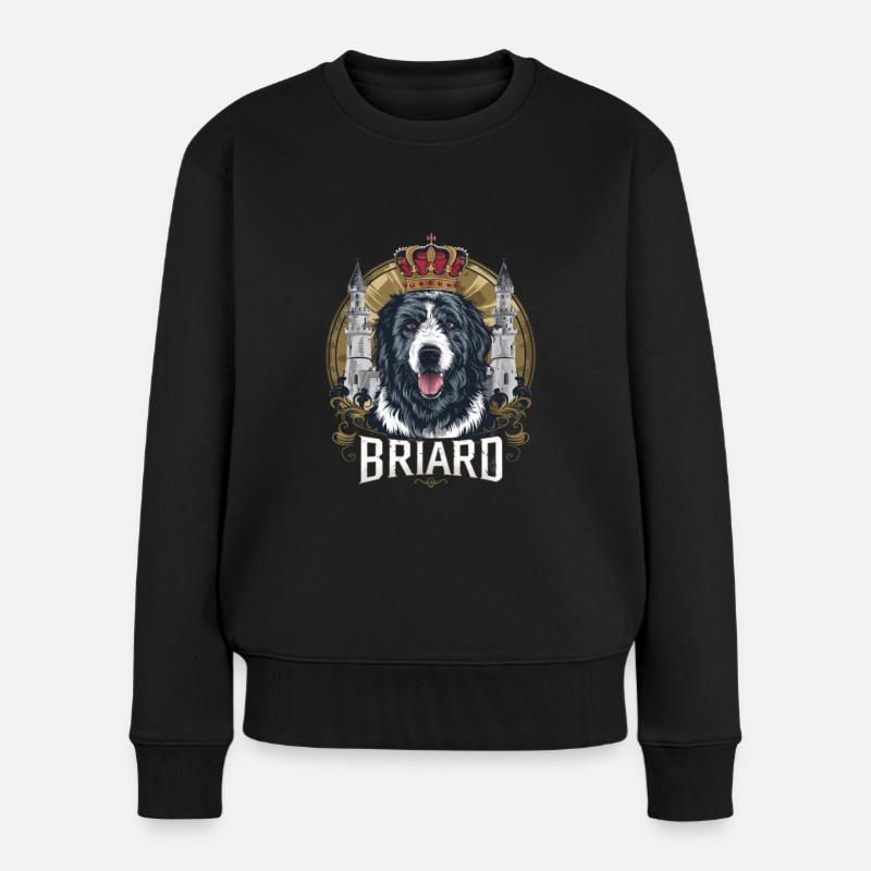 Königlicher Briard Hund mit Krone und Schloss - Frauen Premium Bio Pullover - Schwarz