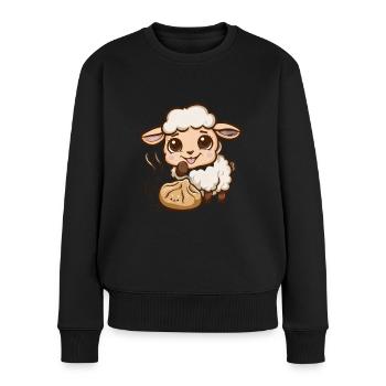 Kawaii sheep with stuffed dumpling - Women's Premium Organic Jumper - black - Front - Julia (174cm)