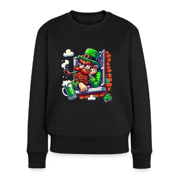 Grumpy Leprechaun Window Sticker - Women's Premium Organic Jumper - black - Front - Julia (174cm)