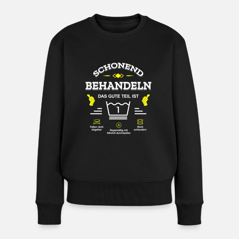SCHONEND BEHANDELN 1 JAHR GEBURTSTAG BABY - Frauen Premium Bio Pullover - Schwarz