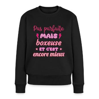 Pas parfaite mais boxeuse,Boxe,boxe - Pull Premium bio Femme - noir - Devant - Julia (174cm)