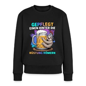 Gepflegt einen hinter die Rüstung römern Faultier - Frauen Premium Bio Pullover - Schwarz - Vorne - Julia (174cm)