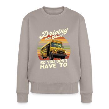 Chaos Transport Schulbusfahrer - Frauen Premium Bio Pullover - Taupe - Vorne - Julia (174cm)