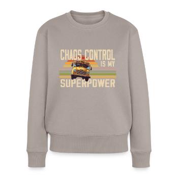Chaos Transport Schulbusfahrer - Frauen Premium Bio Pullover - Taupe - Vorne - Julia (174cm)